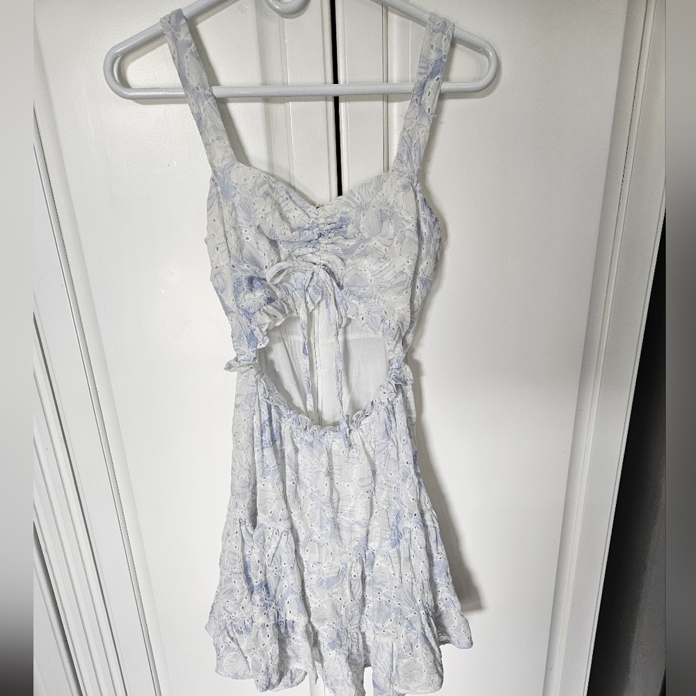 White and Blue Floral Dress